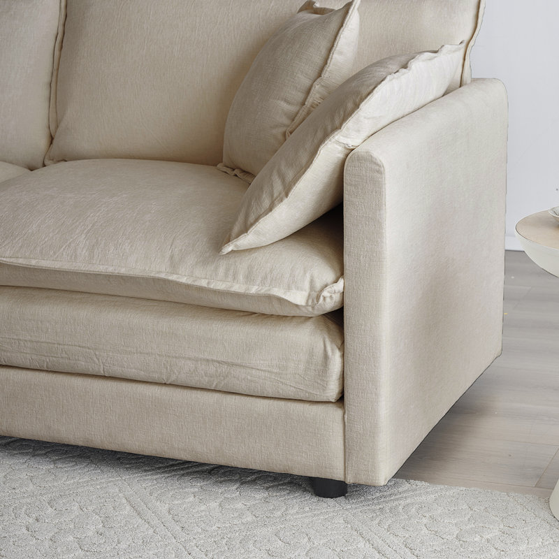 Chaise d'appoint moderne avec repose-pieds, H 33 po x l 43,21 po x P 57,4 po, Beige
