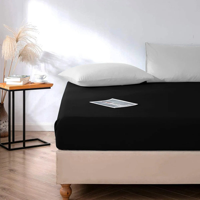 Sulltane Ultrasoft Cotton Blend Jersey Knit Fitted Sheet, Black, Kingsize (5')