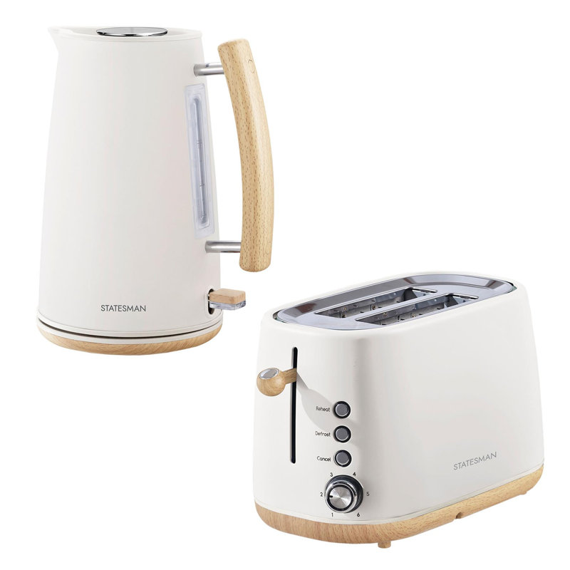 Statesman Scandi 1.7L Stainless Steel Electric Tea Kettle, Cream
