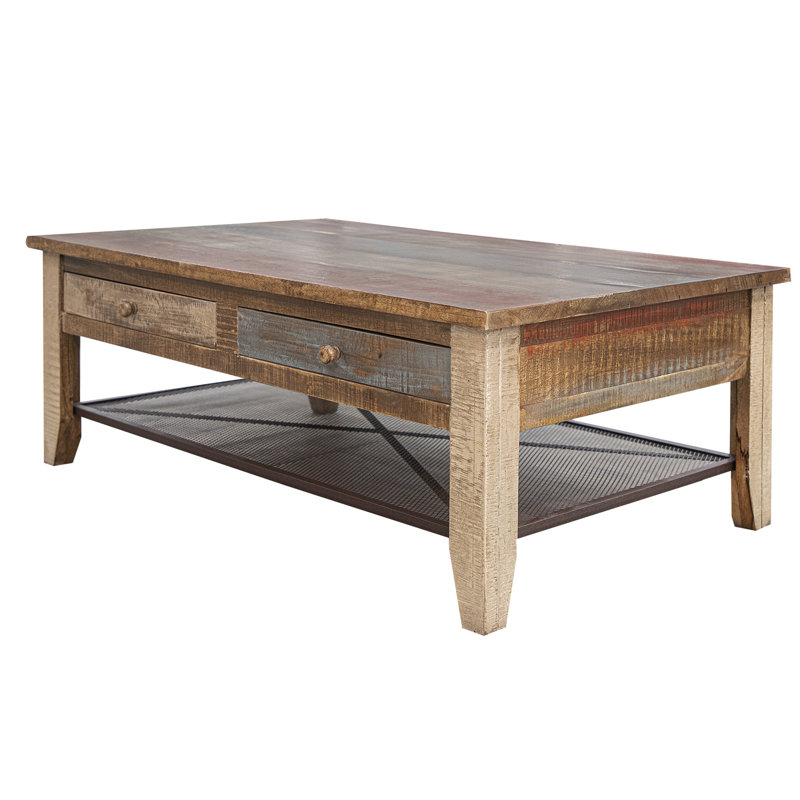 Table basse antique avec 4 tiroirs