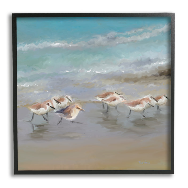 Stupell Industries Coastal Sandpipers Beach Waves Shore by Rick Novak ...