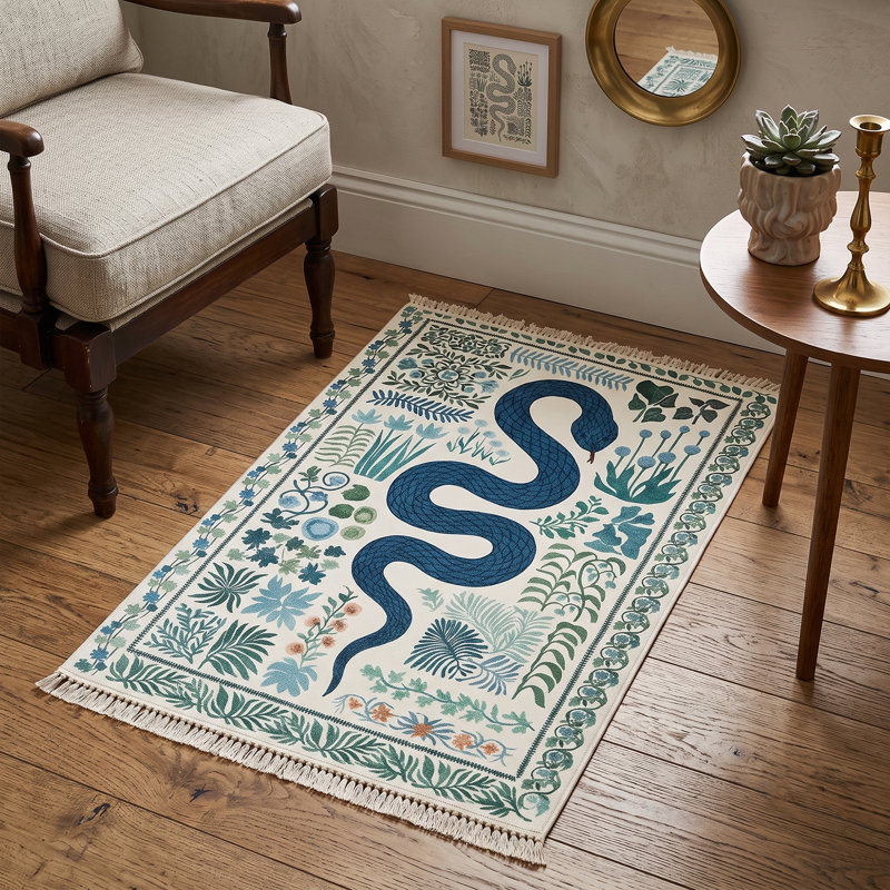 Tapis Mythic Garden Serpent (bleu et blanc)