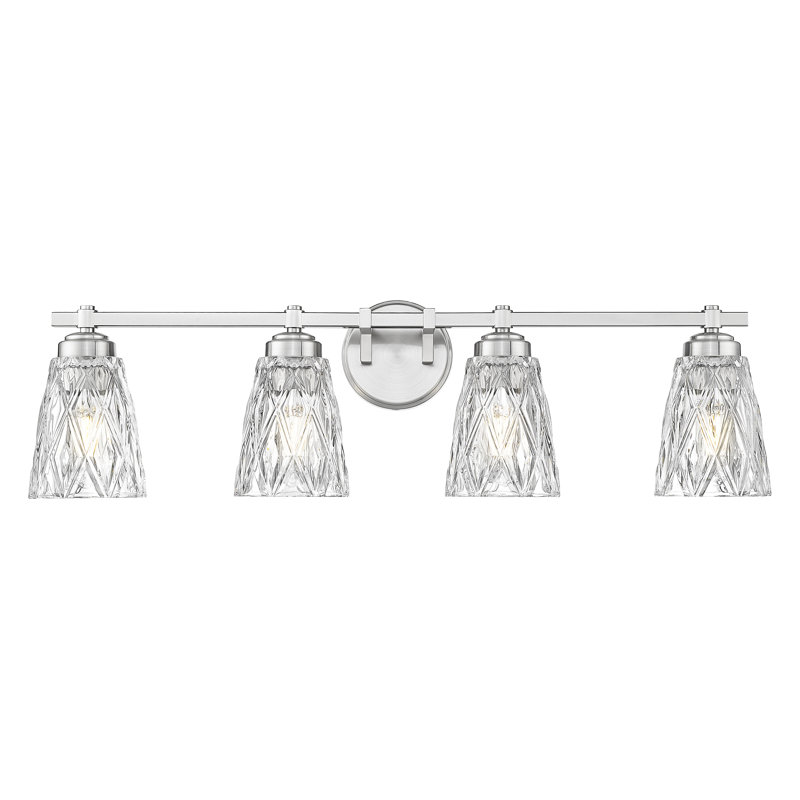 Meuble-lavabo 4 lumières Andree, H 9 po x l 32 po x P 6,25 po, Nickel brossé, Quatre lumières