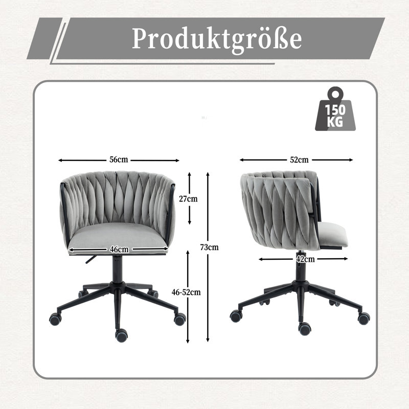 Blen Velvet Task Chair, Grey