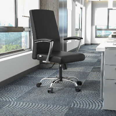 Kenil Leather Office Chair – Ergonomic Executive Desk & Conference Seating with Adjustable Height, Swivel Base & Silver Frame