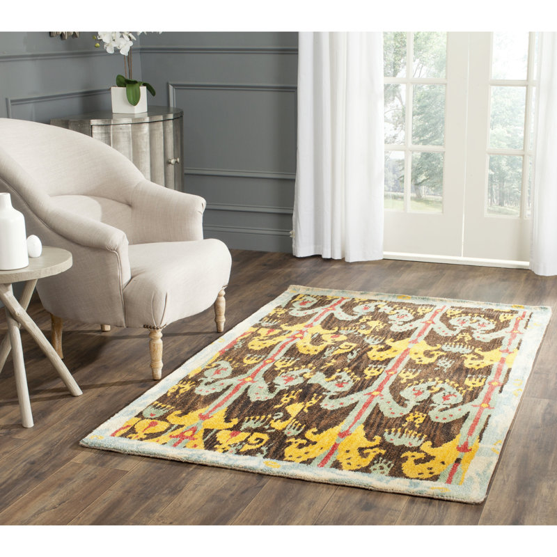 Tapis ikat en laine touffeté à la main Kline, Rectangle 5 pi x 8 pi