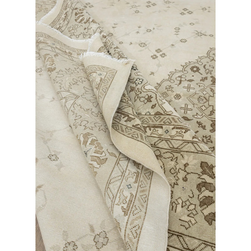 Tapis brun en laine rétro unique des années 1980 de 9 pi 9 po x 12 pi 10 po