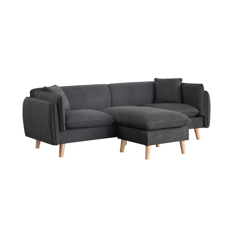 Brayden 86.5" Dark Gray Fabric Sectional Sofa Chaise