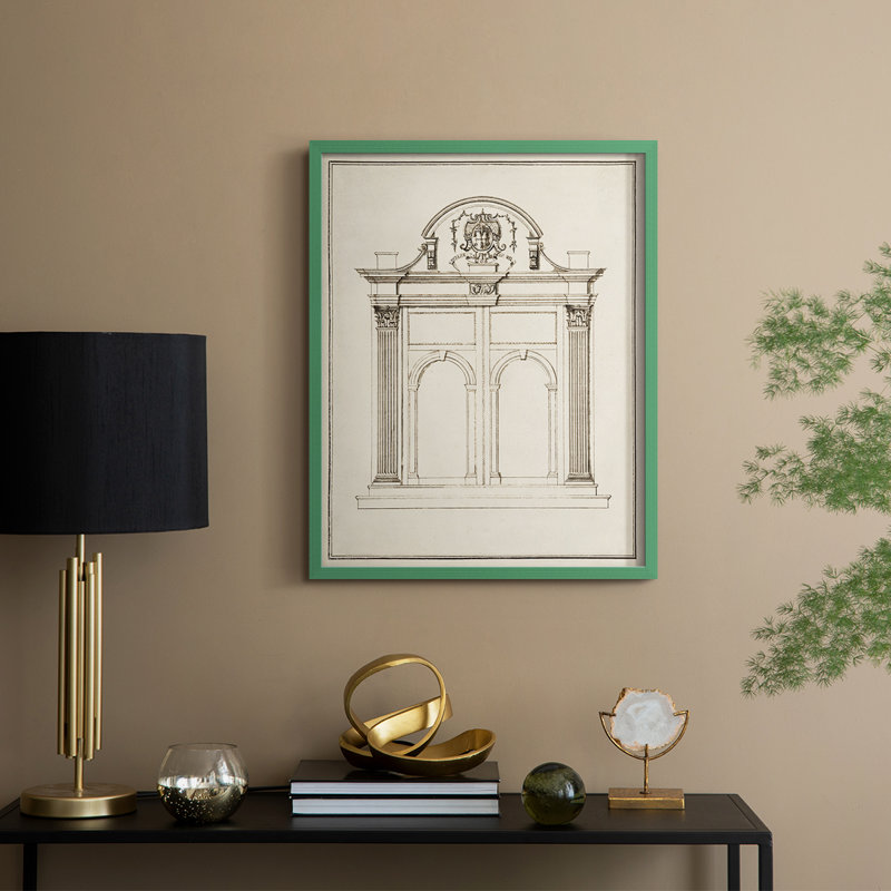 Reproduction encadrée d'entrée - bois massif, H 21 po x l 17 po, Vert