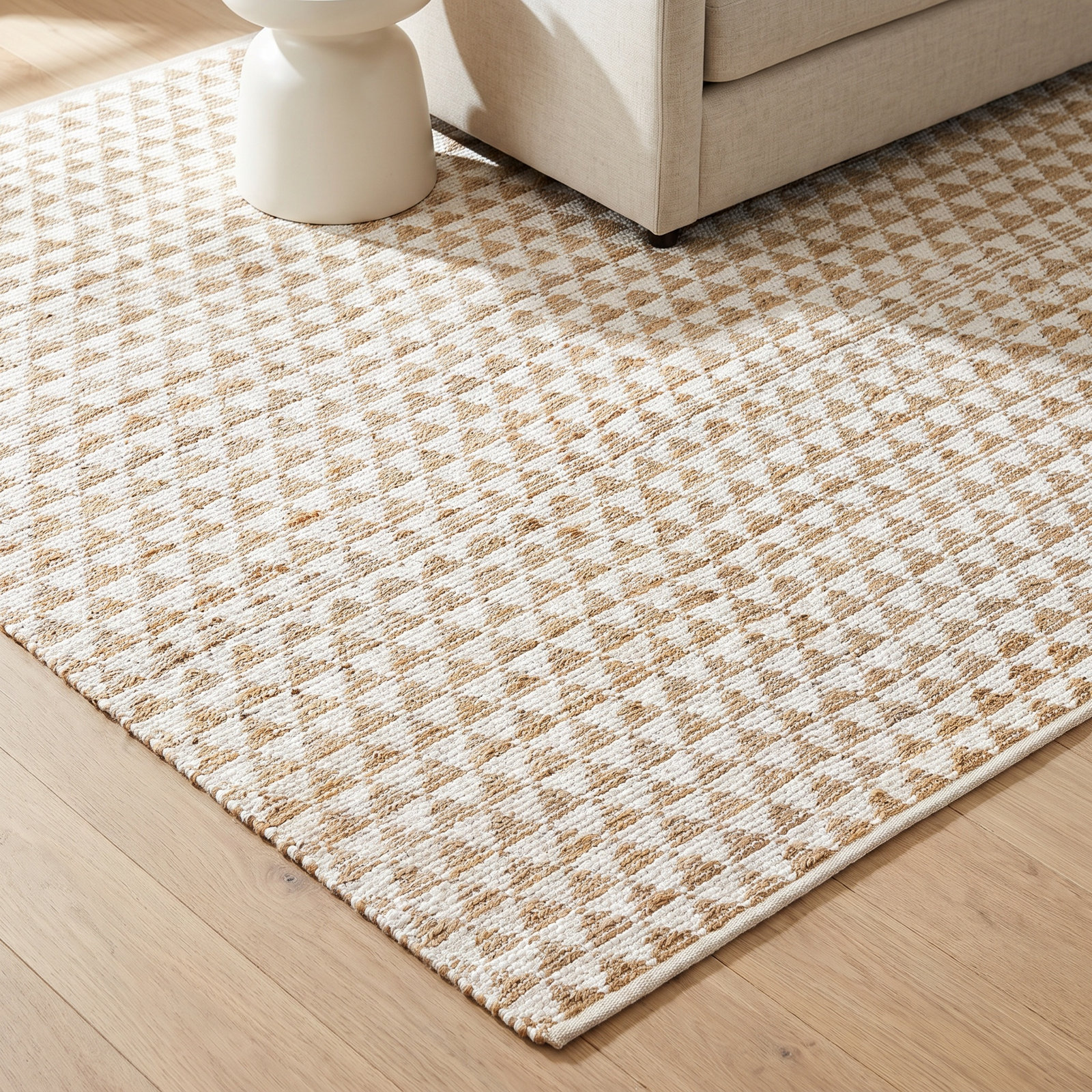 Addy Hand-Woven Brown Geometric Jute Rug, Rectangle 6' x 9'