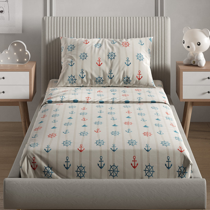 Kids Sheet Set, Soft Microfiber Bedding, Cozy & Breathable, Wrinkle Free Easy Care Bed Sheets, Anchors
