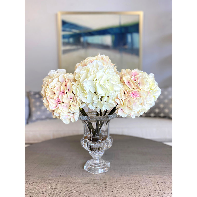 Cream And Mauve Hydrangea In Pedestal Vase