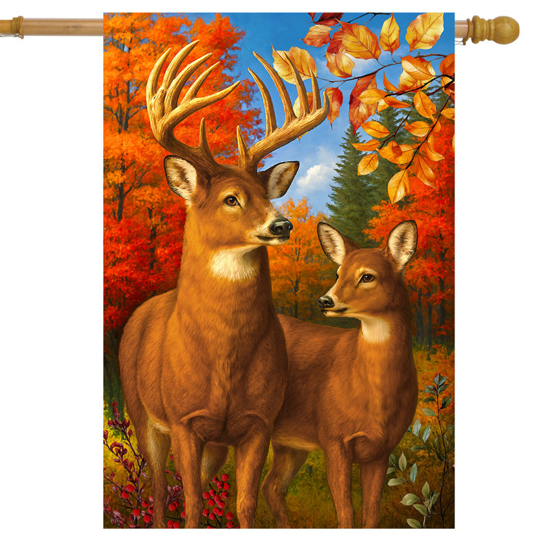 Drapeau de maison « Couple de cerfs d'automne » 28x40