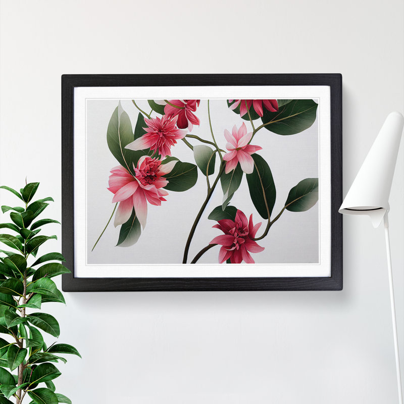 Fine Flowers - Single Picture Frame Print, Black Framed, 46cm H x 64cm W x 2cm D