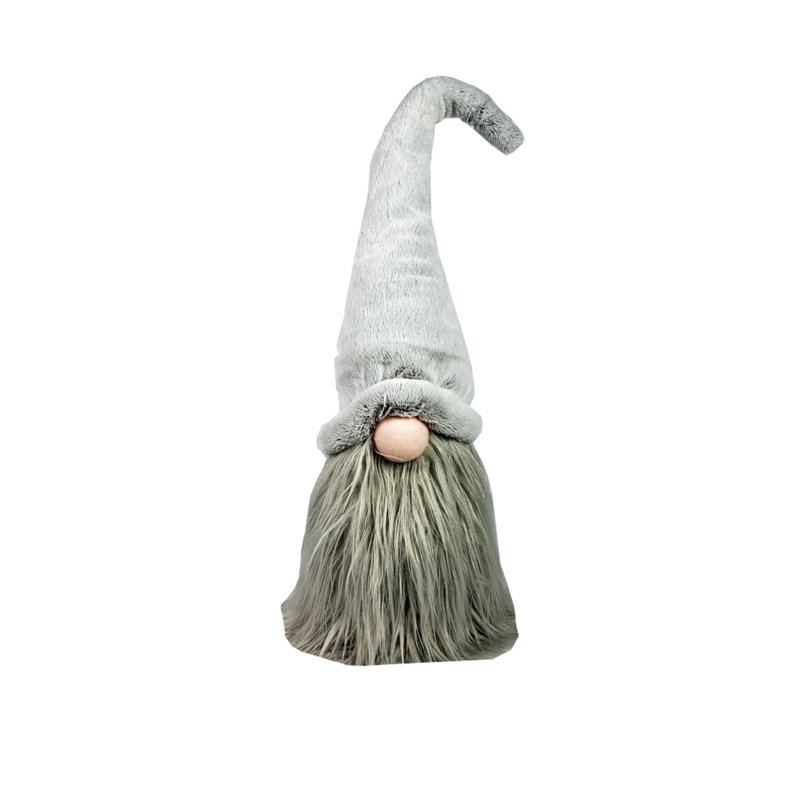 Sculpture gnome assise en tissu 30 po gris Groovy