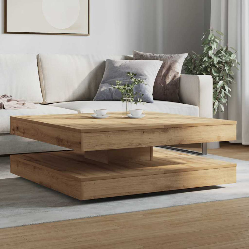 Coffee Table 360-Degree Rotatable 90X90x34.5 Cm, Artisan Oak