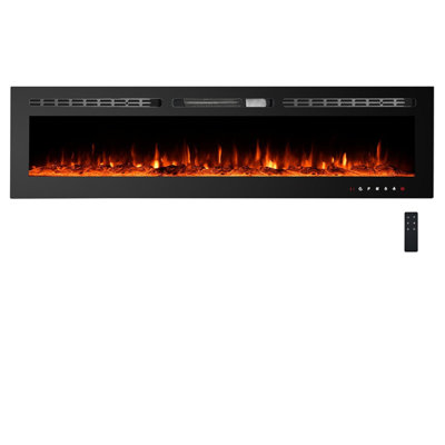 80-Inch Built-in Electric Fireplace, Wall-Mounted Heater, 12 Flame Effects, Remote/Touch, Adjustable Thermostat, Quiet for Bedroom Living Room