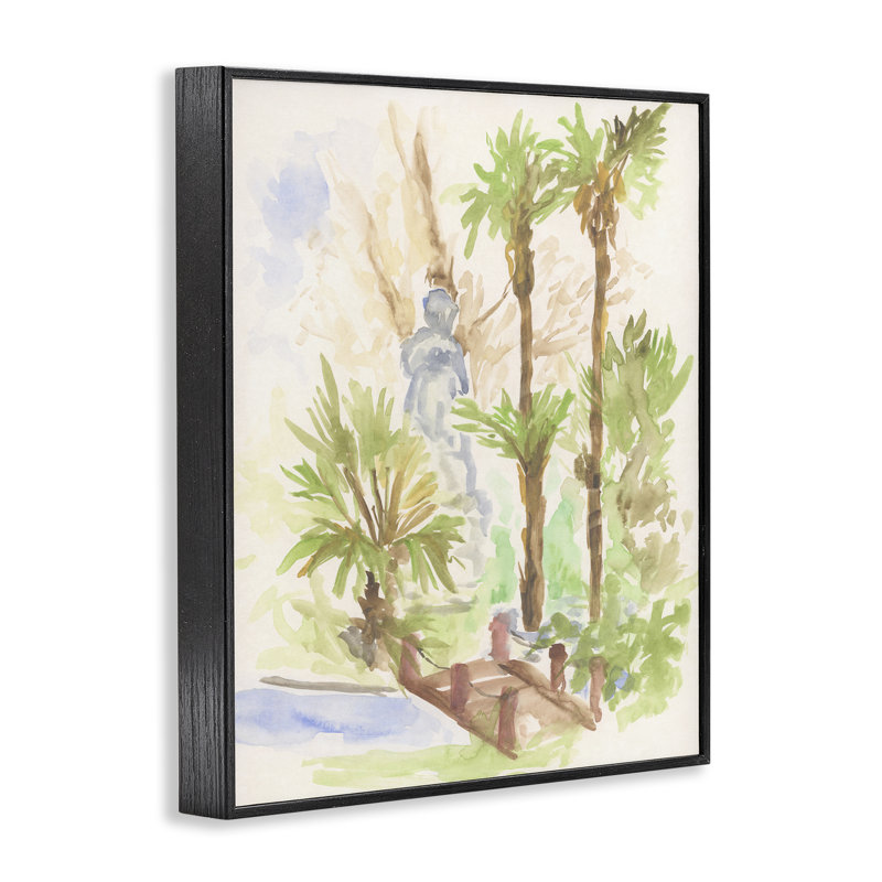  Bridge over River Abstract Black Framed Giclee Art by June Erica Vess, H 14 po x l 11 po, Giclée encadrée noir minuit