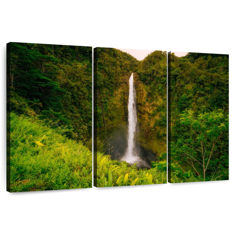 Paysage d'une cascade d'Alvord Akaka, H 48 po x l 74 po