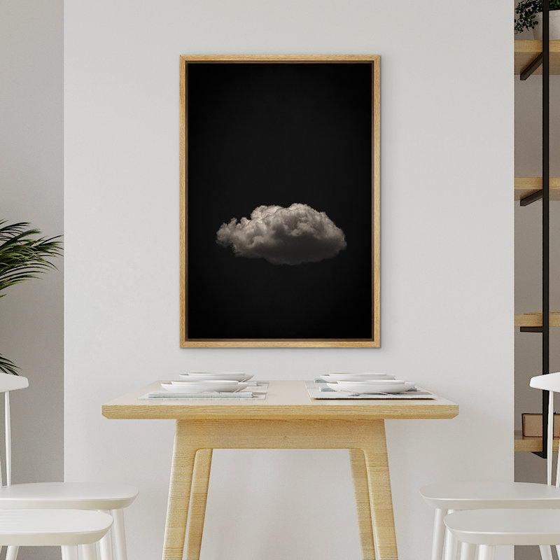 Illustration de minimaliste blanc sur fond noir avec nuages blancs, Naturel, H 24 po x l 16 po