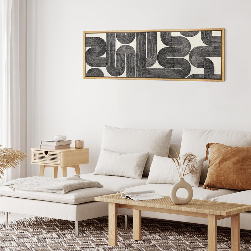 «Geometric Line Abstract Geometric Infinity Loop Shapes», reproduction encadrée sur toile, H 20 po x l 60 po, Naturel