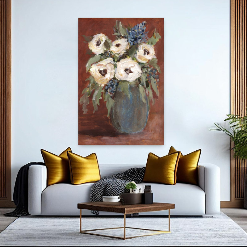 «Spice Embrace I», art classique rustique abstrait, H 60 po x l 40 po
