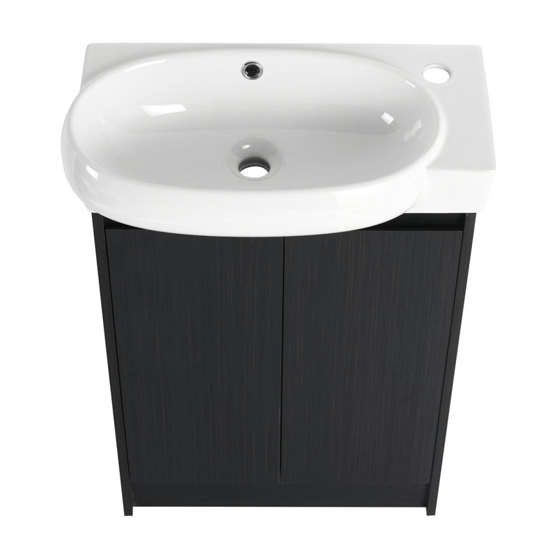 Meuble-lavabo autoportant avec lavabo, avec portes à fermeture en douceur pour un fonctionnement silencieux et une durabilité accrue
