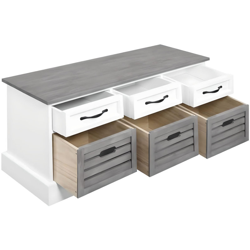 Banc de rangement Jinane, Gris patiné