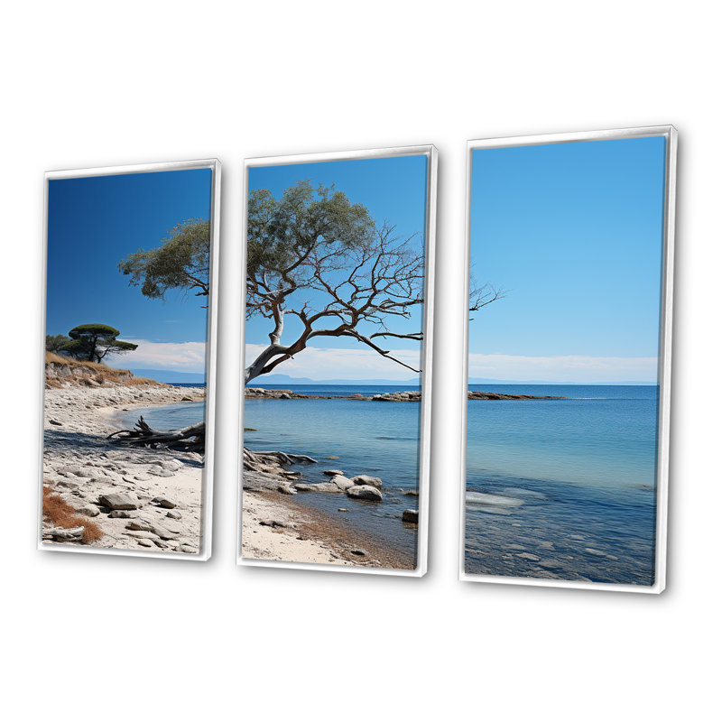 Monochromes bleu et gris, paysage cubain, ensemble d'art sur toile, Cuba, H 40 po x l 60 po x P 1 po, Cadre flottant blanc