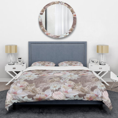 White Tropical Flowers Floral Duvet Cover