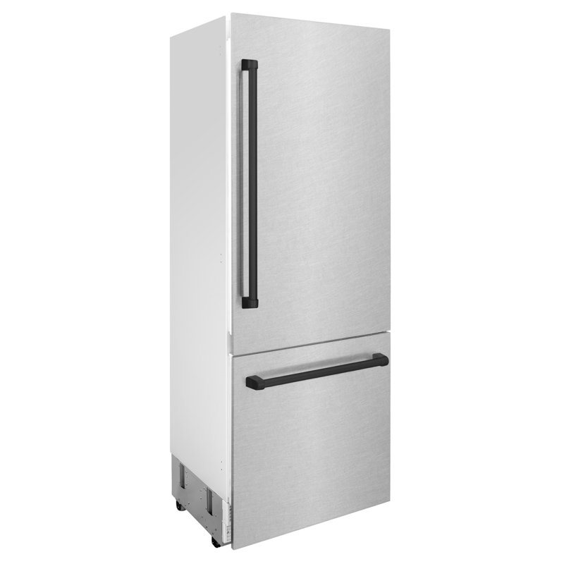 ZLINE Autograph Edition 30 in. 16.1 cu. ft. Built-In Bottom Freezer Refrigerator with Water Dispenser and Ice Maker