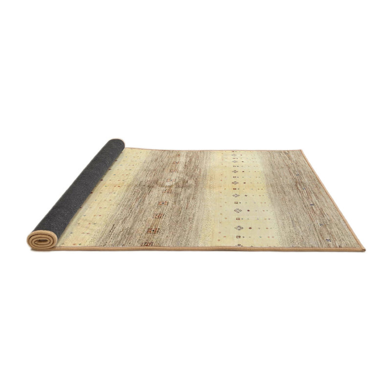 Tapis contemporain gris / jaune, Rond 8 pi x 8 pi
