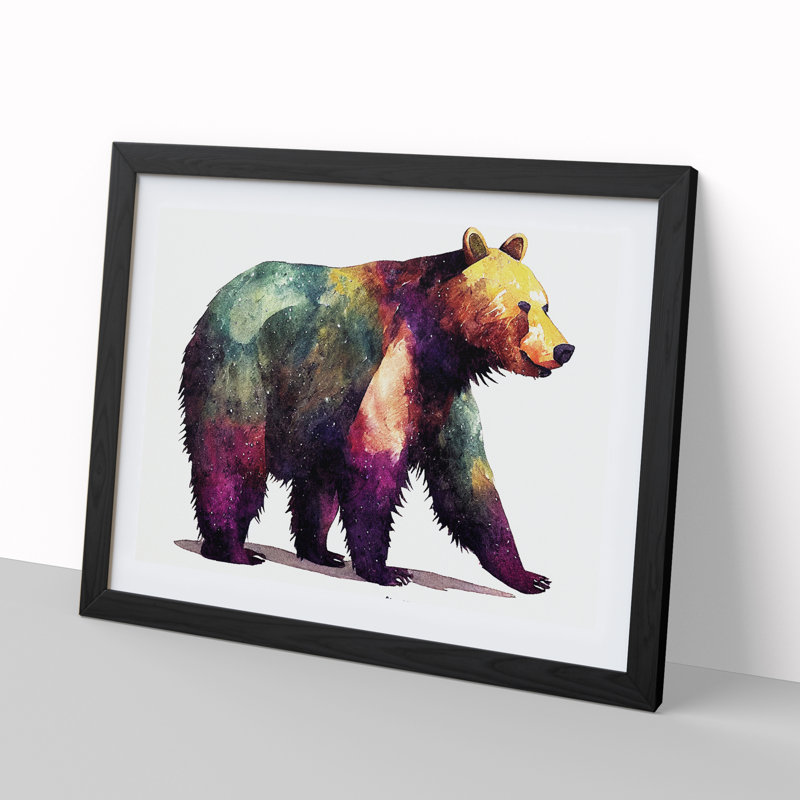 Watercolour Bear Vol.4 Abstract - Framed Print, Black Framed, 34cm H x 46cm W x 2cm D