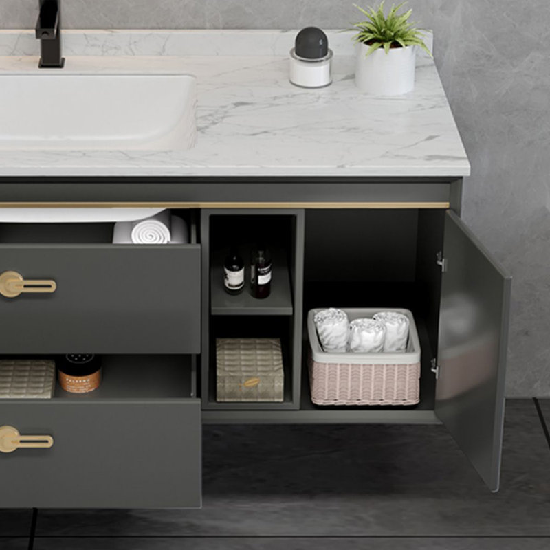 Nordic style light luxury bathroom cabinet, 19.6" H x 47.2" W x 20.4" D, Dark Gray