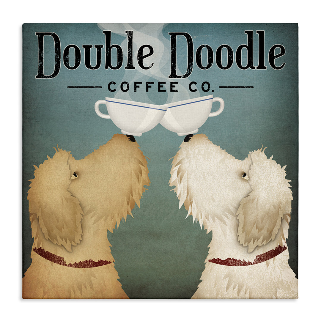 Doodle Dog Vintage Coffee Company Sign by Ryan Fowler - Wrapped Canvas Graphic Art Ebern Designs