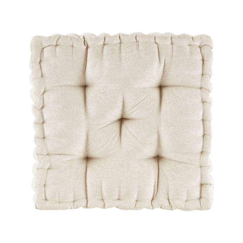 Coussin de sol carré en poly chenille ivoire 20 po x 20 po, Ivory