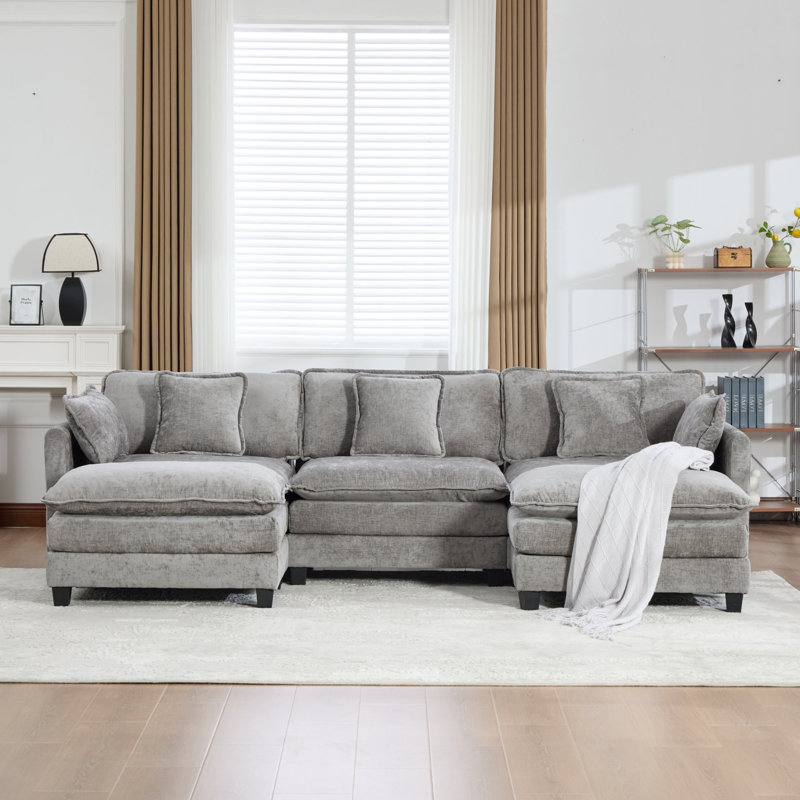 Canapé modulaire en U avec canapé-lit surdimensionné Schmucker, Gris chenille, H 33 po x l 113,8 po x P 35 po