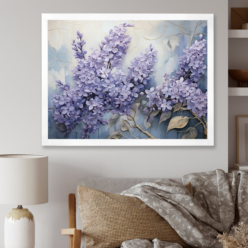 Mauve et doré pastel Lilac Dreams IV sur toile, Cadre simple blanc, H 16 po x l 32 po x P 1 po