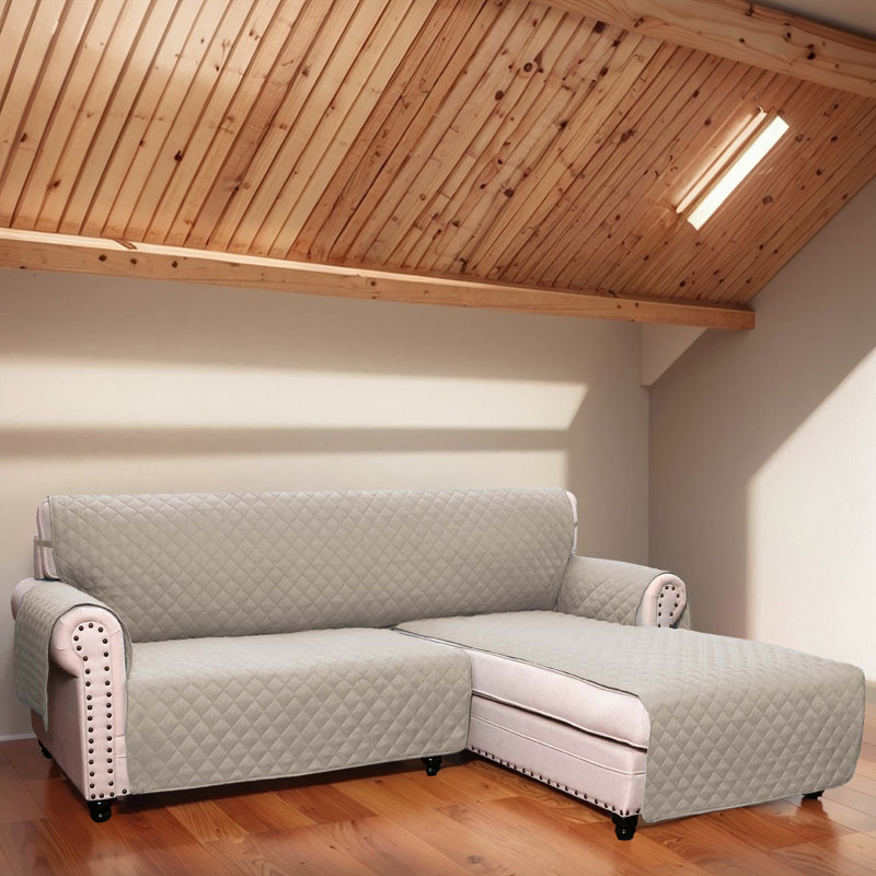 Polyester Box Cushion Slipcover, 121" H x 144" W, Beige Polyester