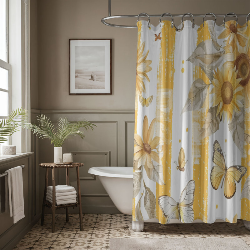 Sun Blooms - Rideau de douche Premium, H 74 po x l 71 po