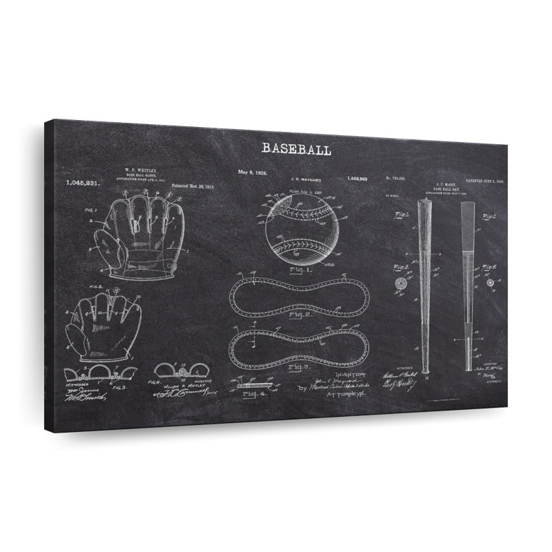 Baseball Patents, reproduction sur toile, H 34 po x l 51 po x P 1,25 po