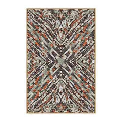 Tapis orange/vert/gris à tissage électrique