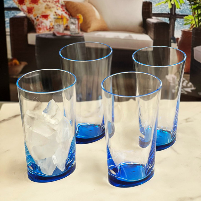 Verres ovales ovales en acrylique, Bleu, 15 oz liq.