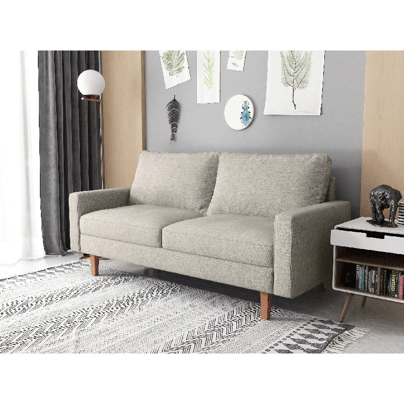 Murillo Upholstered 69.68'' Sofa, White Linen Blend