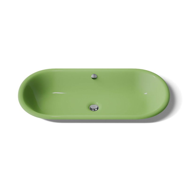 Iron Plains 33 po Lavabo de salle de bain ovale encastré / encastré / vasque, Vert frais