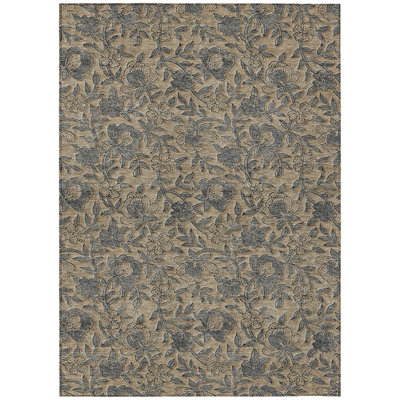 3' X 5' Gray Medallion Washable Indoor Outdoor Area Rug