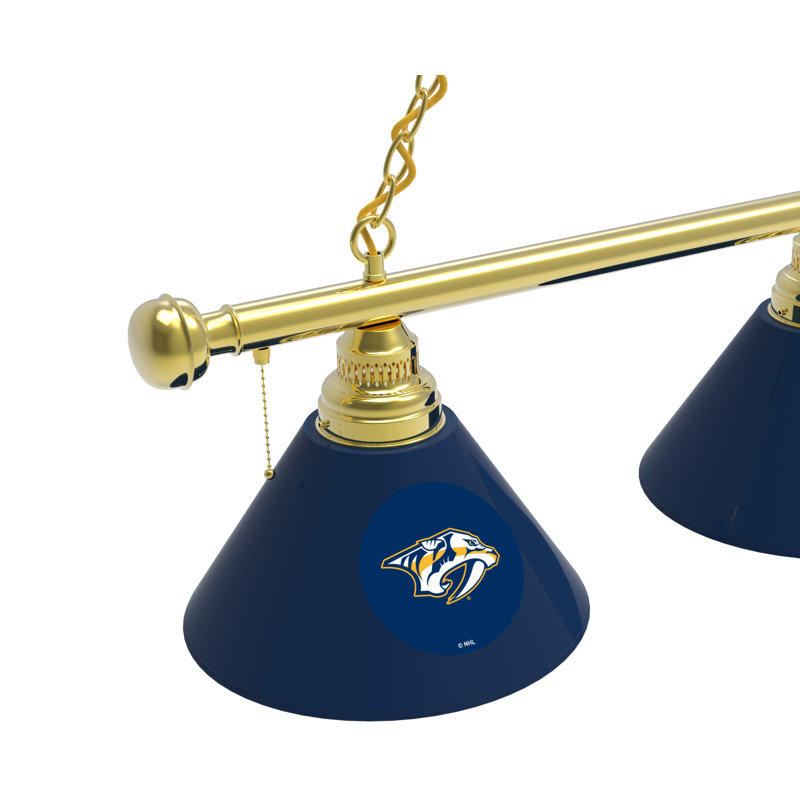 3 - Light Pool Table Lights Pendant, Brass, Nashville Predators