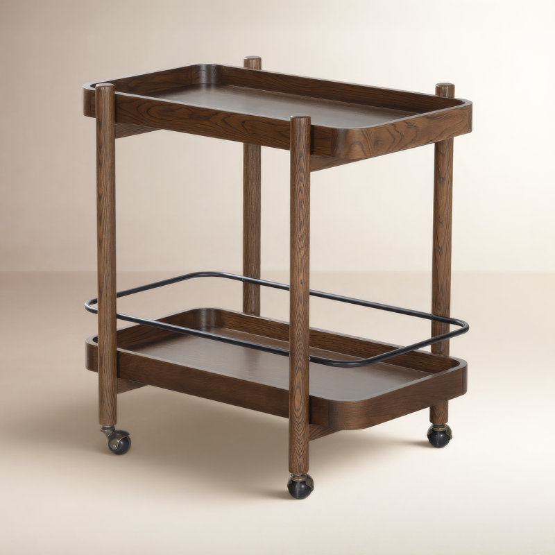 Desserte de bar 2 tablettes Krystof, Noyer