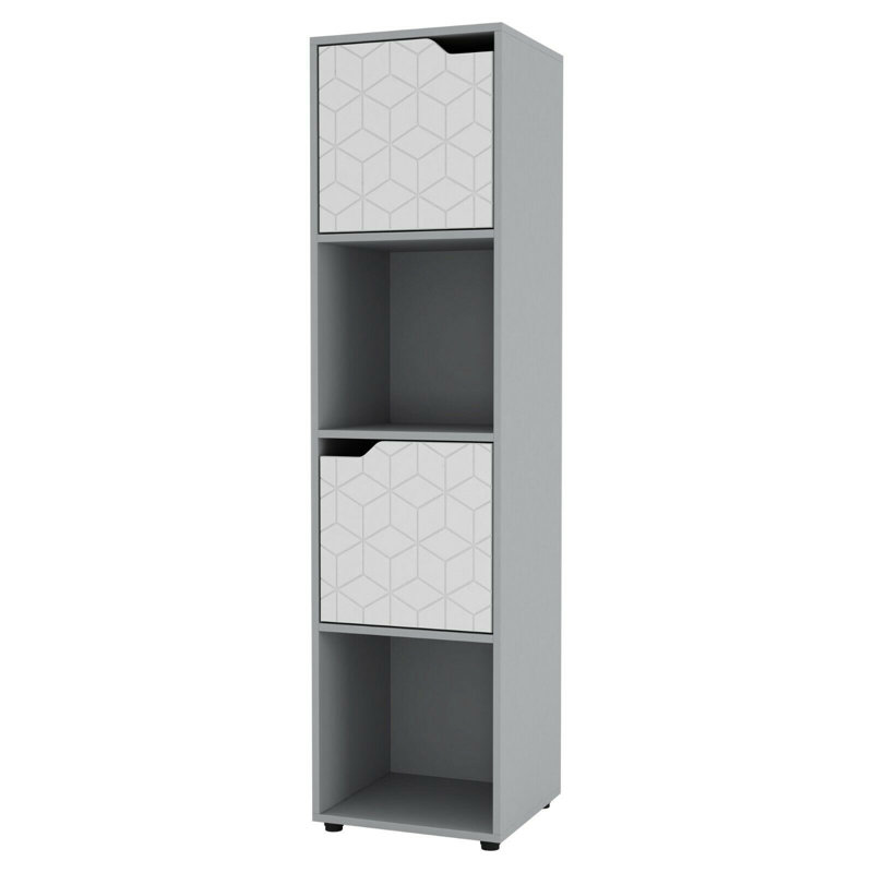Bloem 119cm H x 30cm W Cube Bookcase, Grey/White