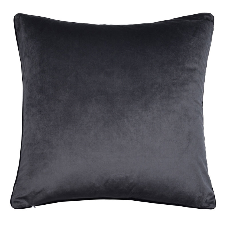 Gray Velvet Double Sided Quote Pillow with Linen Front